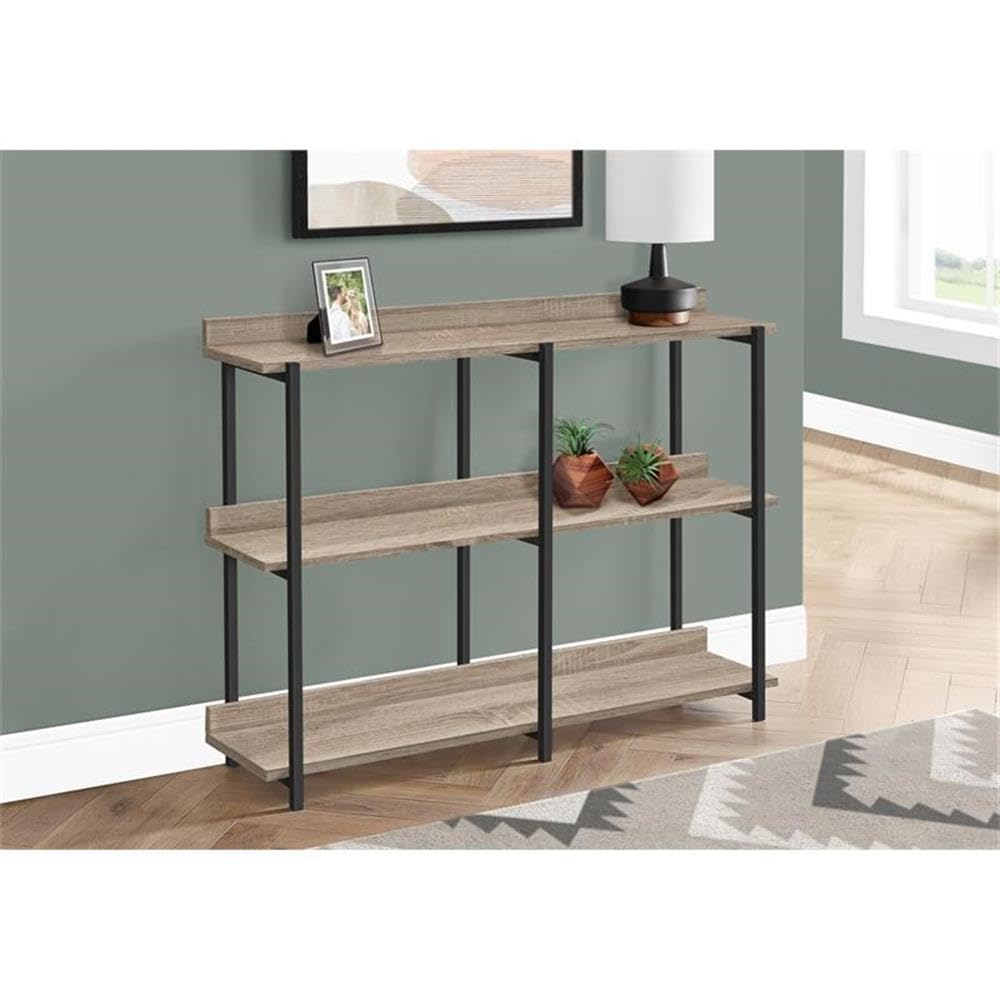 Monarch Specialties 2218 Accent Table, Console, Entryway, Narrow, Sofa, Living Room, Bedroom, Laminate, Brown, Contemporary, Modern Table-48, 47.25"L x 12"W x 34"H, Dark Taupe Wood-Look/Black Metal